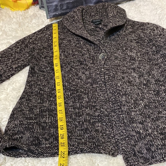 CALVIN KLEIN JEANS CARDIGAN SWEATER BLACK WHITE Flecks ONE Button Size … - Picture 13 of 14